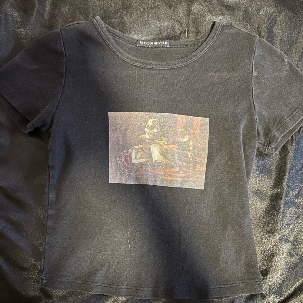 Brandy Melville Black Artistic Kids Tee
